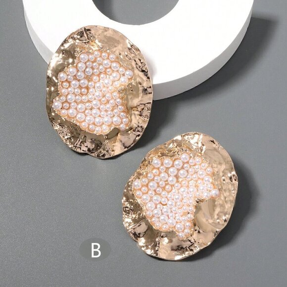 Multicolor Women's Random Color Rhinestone Decor Textured Stud Earring - Picture 6 of 7